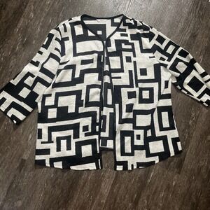 Allison Daley Women's Black & White Geometric Textured Jacket